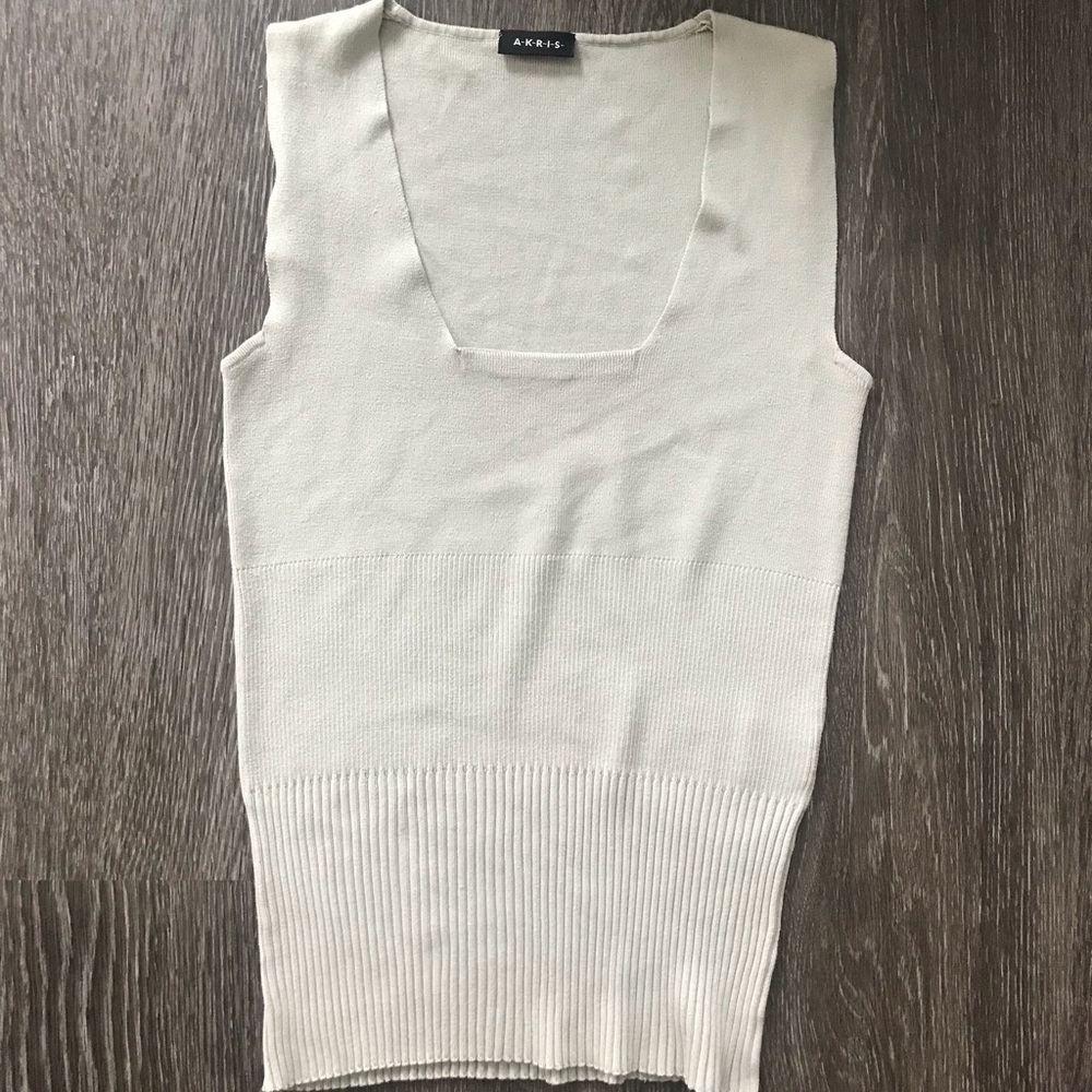 Akris Cream Square Neck Elegant Top